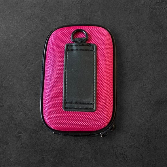 Pink Protective Camera Bag With Black Zipper & Strap 5"x3"x1.5" Textured Exterio - Picture 2 of 10